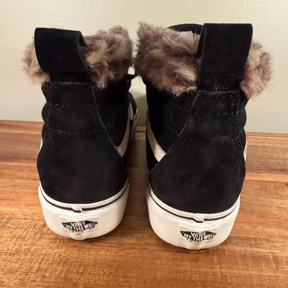 Vans SK8-Hi Platform Black Suede Leopard Fur Sneaker Size 8.5 - Picture 6 of 11